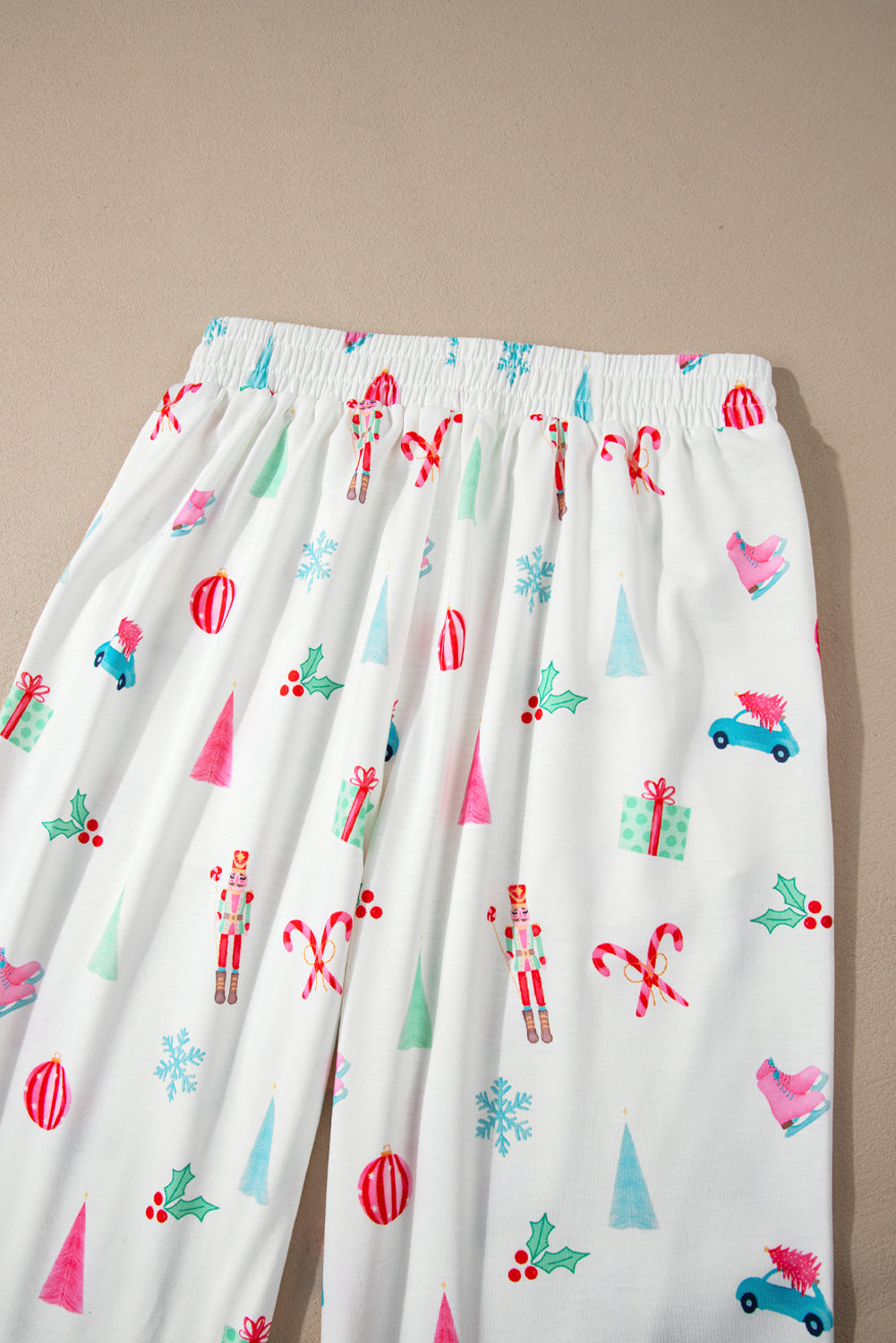 LIZAKOSHT  -  Christmas Printed Collared Neck Top and Pants Lounge Set