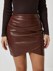 LIZAKOSHT  -  Ruched Asymmetrical Hem Skirt