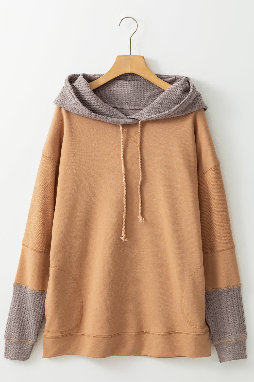 LIZAKOSHT  -  Drawstring Contrast Long Sleeve Hoodie