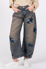 LIZAKOSHT  -  SAGE + FIG Star Wide Leg Jeans with Pockets