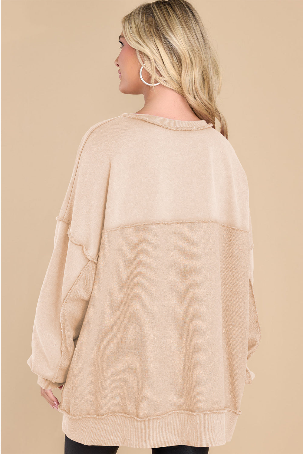 LIZAKOSHT  -  Exposed Seam Long Sleeve Sweatshirt