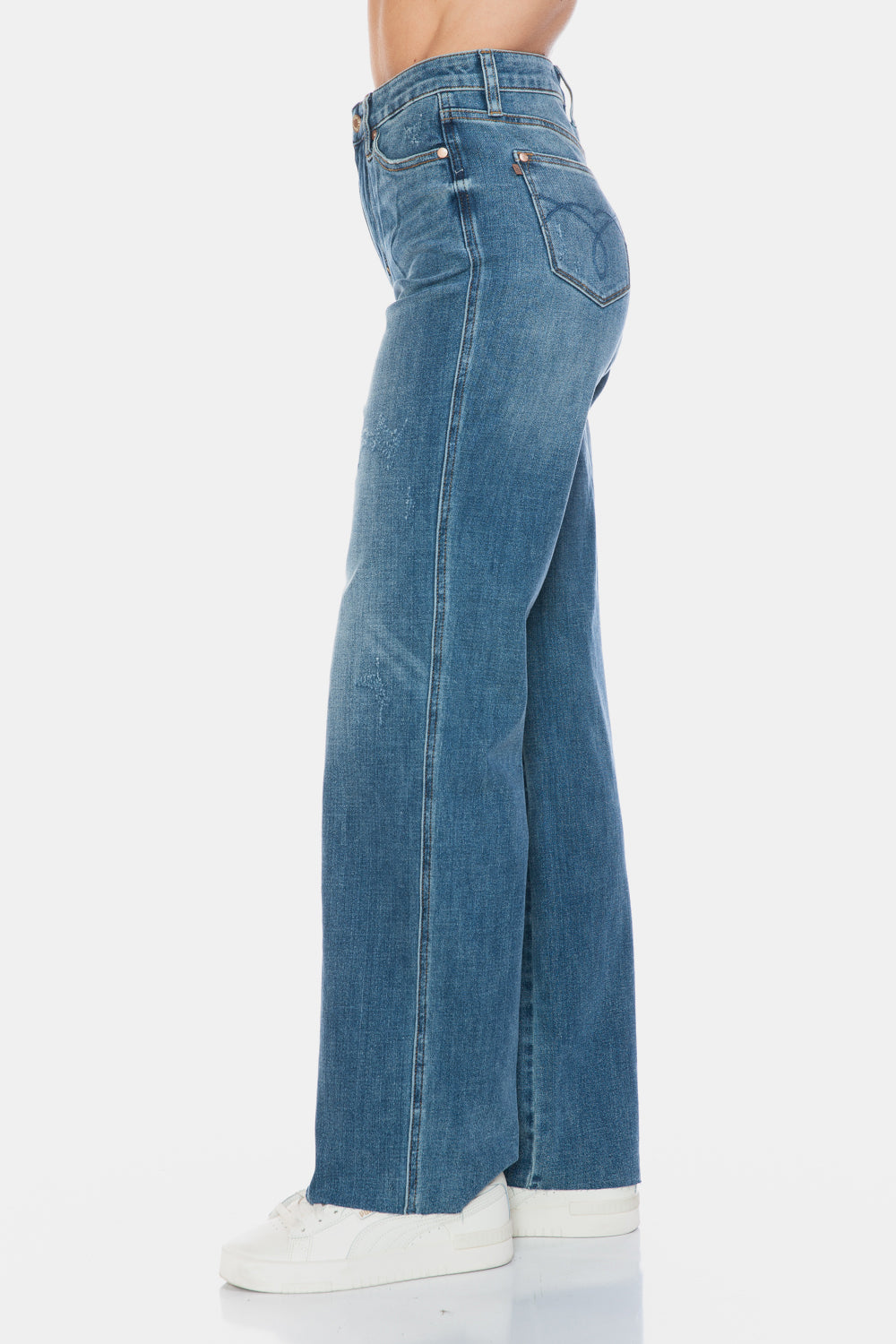 LIZAKOSHT  -  Judy Blue Full Size Tummy Control Cut Raw Hem Straight Jeans