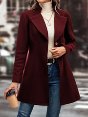 LIZAKOSHT  -  Collared Neck Button Up Long Sleeve Coat