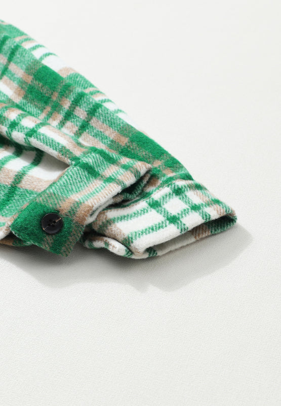 LIZAKOSHT  -  Plaid Flap Pocket Long Sleeve Shacket