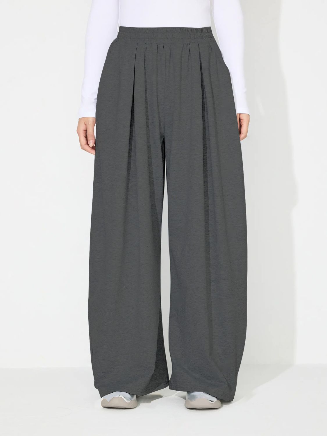 LIZAKOSHT  -  Elastic Waist Wide Leg Pants with Pockets