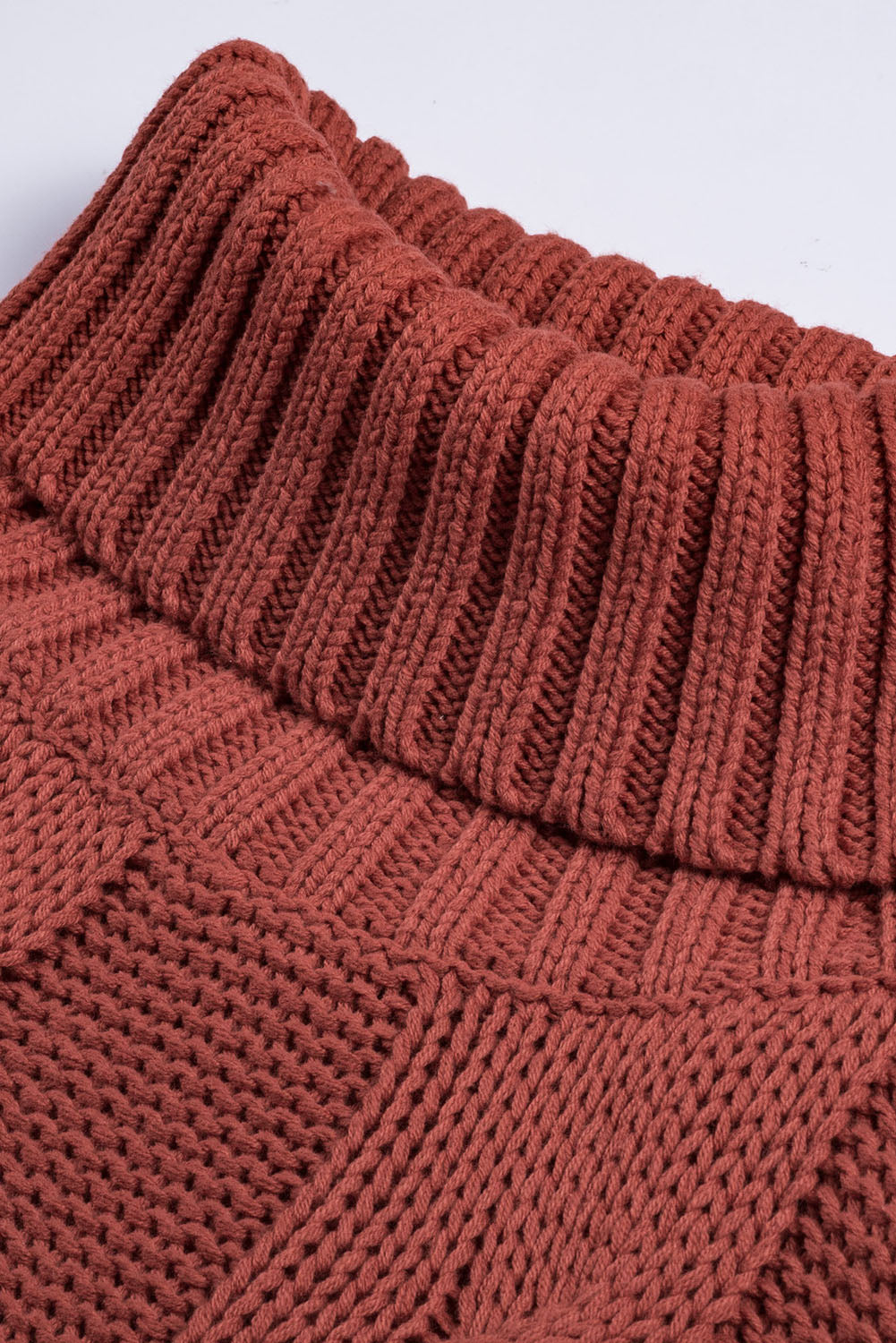 LIZAKOSHT  -  Cable-Knit Turtleneck Dropped Shoulder Sweater
