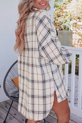 LIZAKOSHT  -  Plaid Button Up Long Sleeve Shacket