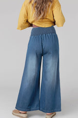 LIZAKOSHT  -  Smocked Wide Leg Jeans