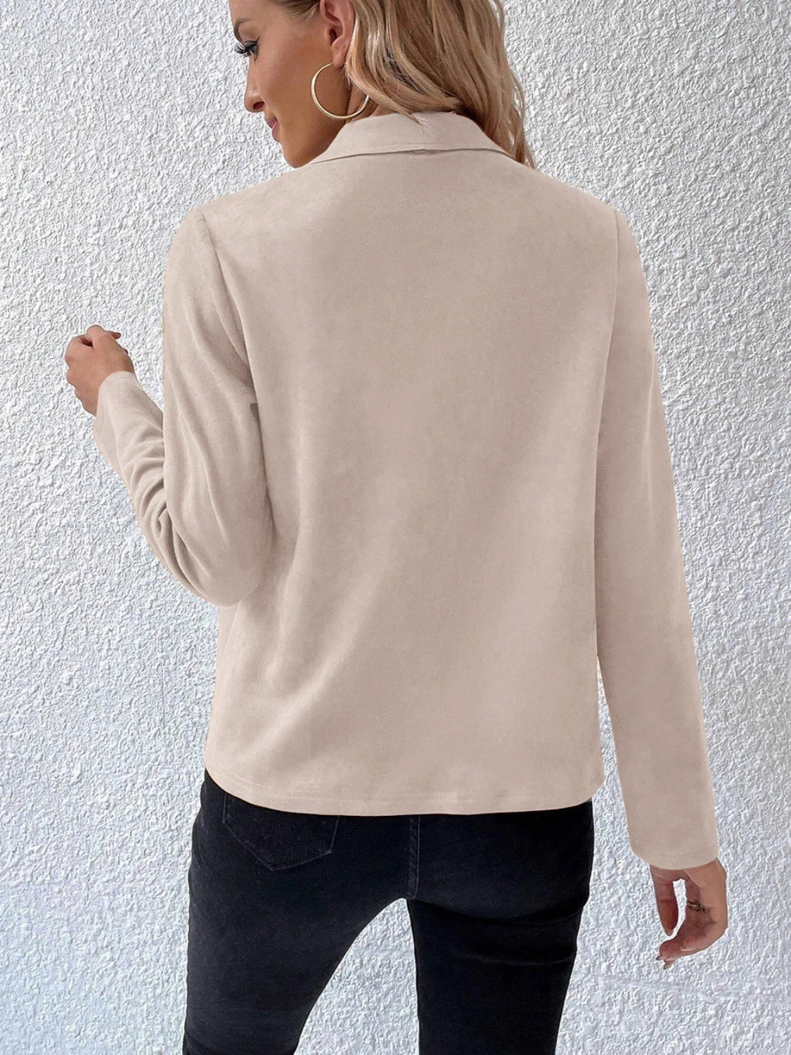 LIZAKOSHT  -  Collared Neck Long Sleeve Jacket