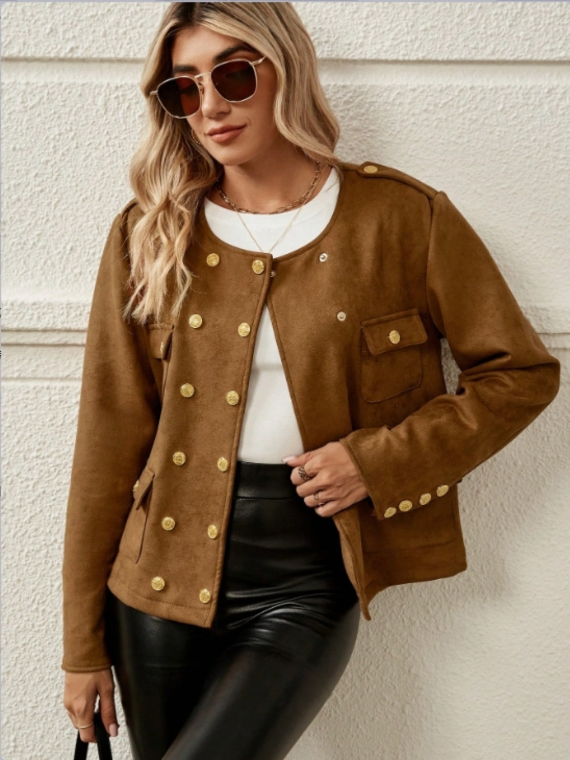 LIZAKOSHT  -  Snap Down Round Neck Jacket