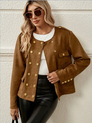 LIZAKOSHT  -  Snap Down Round Neck Jacket
