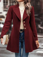 LIZAKOSHT  -  Collared Neck Button Up Long Sleeve Coat