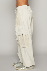 LIZAKOSHT  -  POL Crochet Patch Distressed Washed Jeans