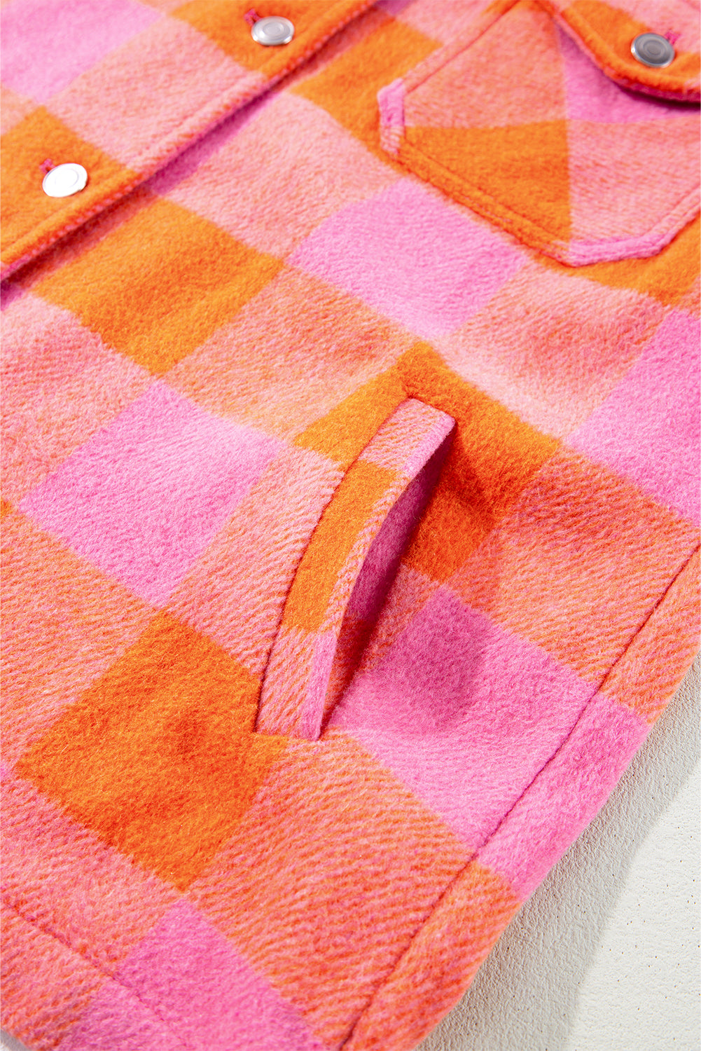 LIZAKOSHT  -  Plaid Collared Neck Button Up Jacket