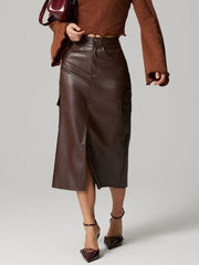 LIZAKOSHT  -  Slit Midi Skirt with Pockets