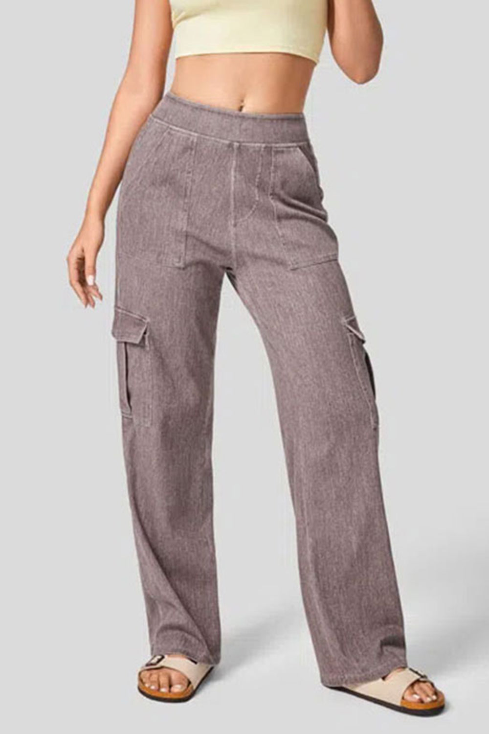 LIZAKOSHT  -  High Waist Straight Leg Cargo Jeans