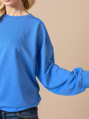LIZAKOSHT  -  Exposed Seam Round Neck Long Sleeve Sweatshirt