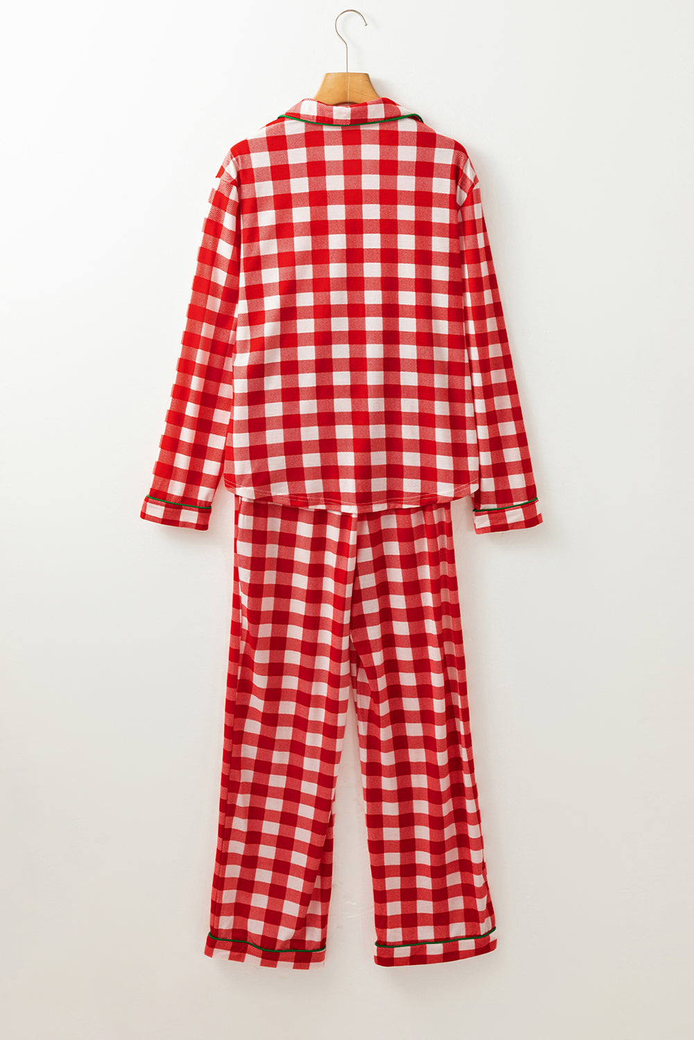 LIZAKOSHT  -  Plaid Collared Neck Long Sleeve Top and Pants Set