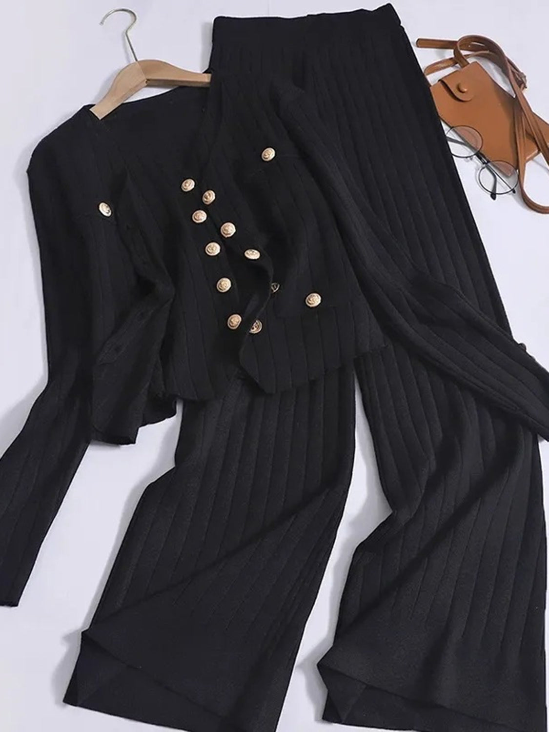 LIZAKOSHT  -  V-Neck Tank, Cardigan and Pants Three-Piece Sweater Set
