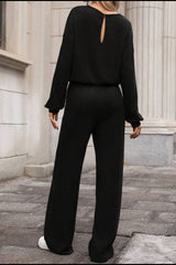 LIZAKOSHT  -  Round Neck Long Sleeve Jumpsuit