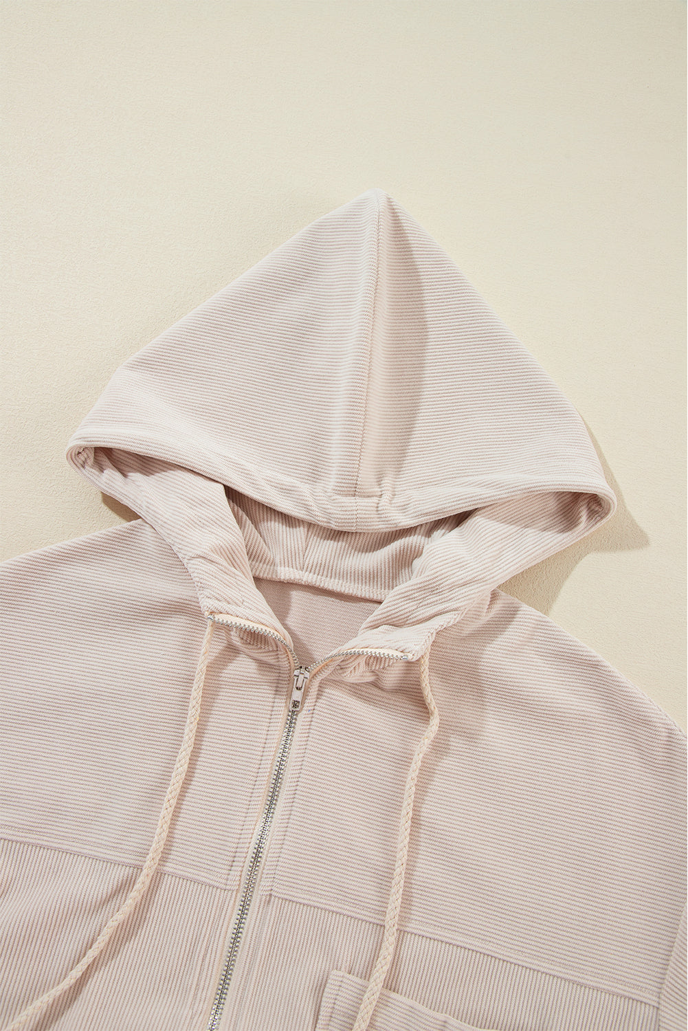 LIZAKOSHT  -  Pocketed Zip Up Long Sleeve Hooded Jacket