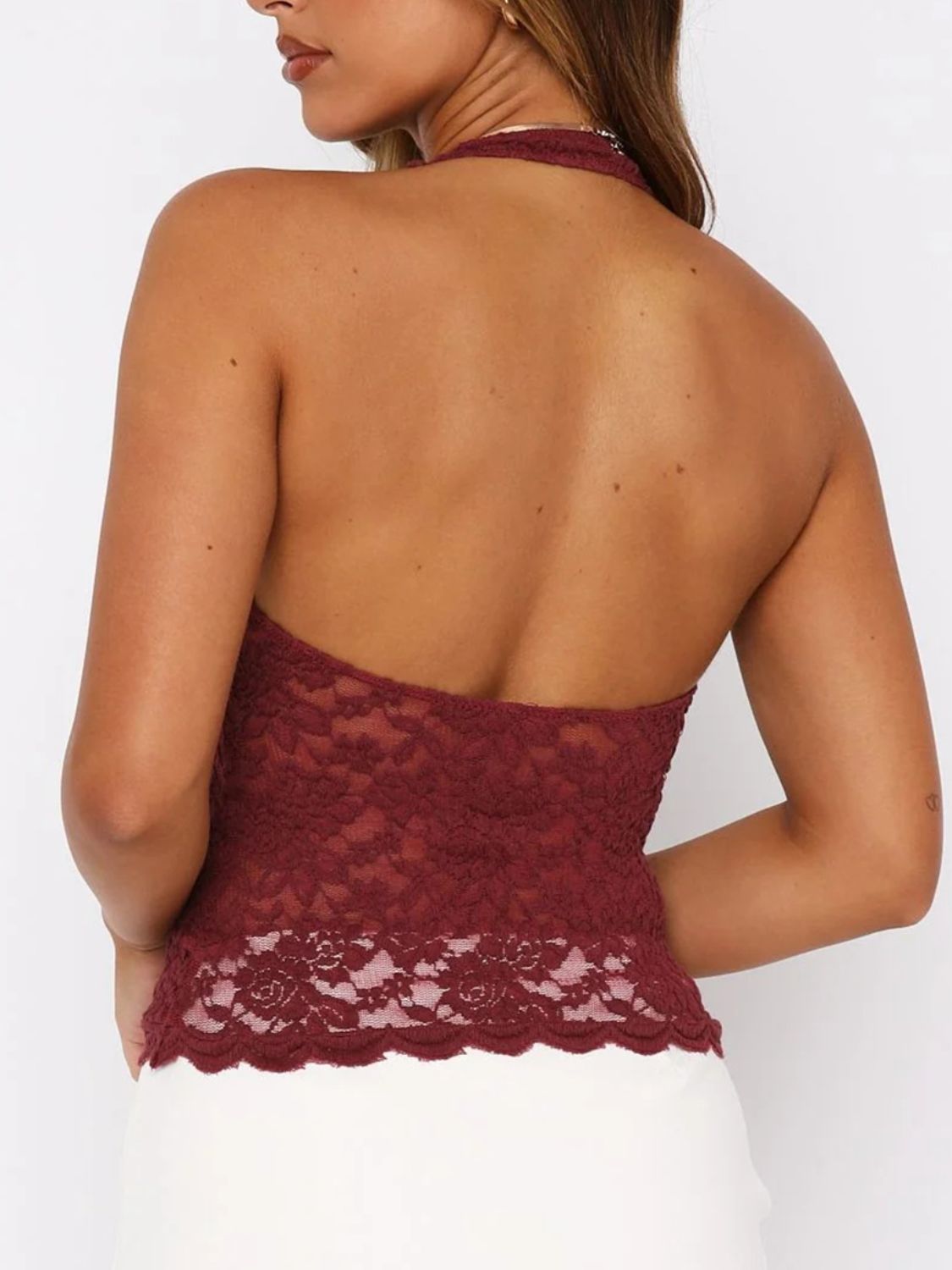 LIZAKOSHT  -  Lace Backless Halter Neck Cami