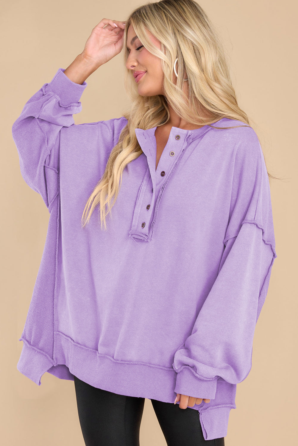 LIZAKOSHT  -  Exposed Seam Long Sleeve Sweatshirt