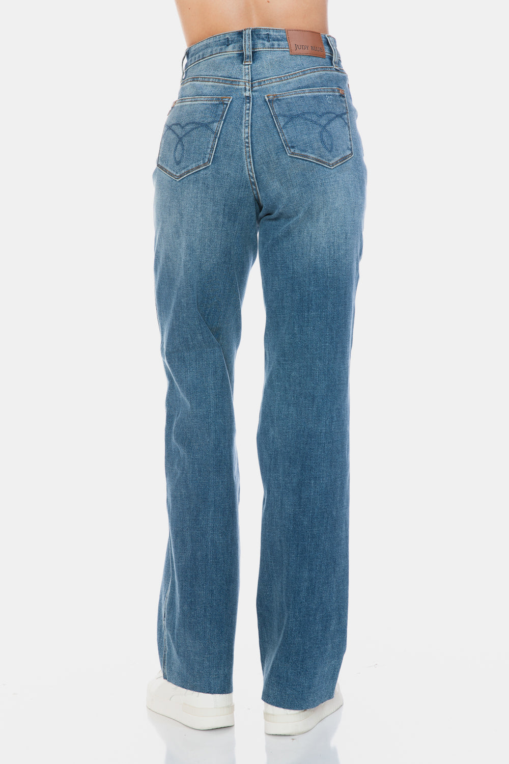 LIZAKOSHT  -  Judy Blue Full Size Tummy Control Cut Raw Hem Straight Jeans