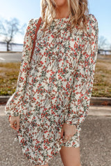 LIZAKOSHT  -  Floral Round Neck Long Sleeve Dress