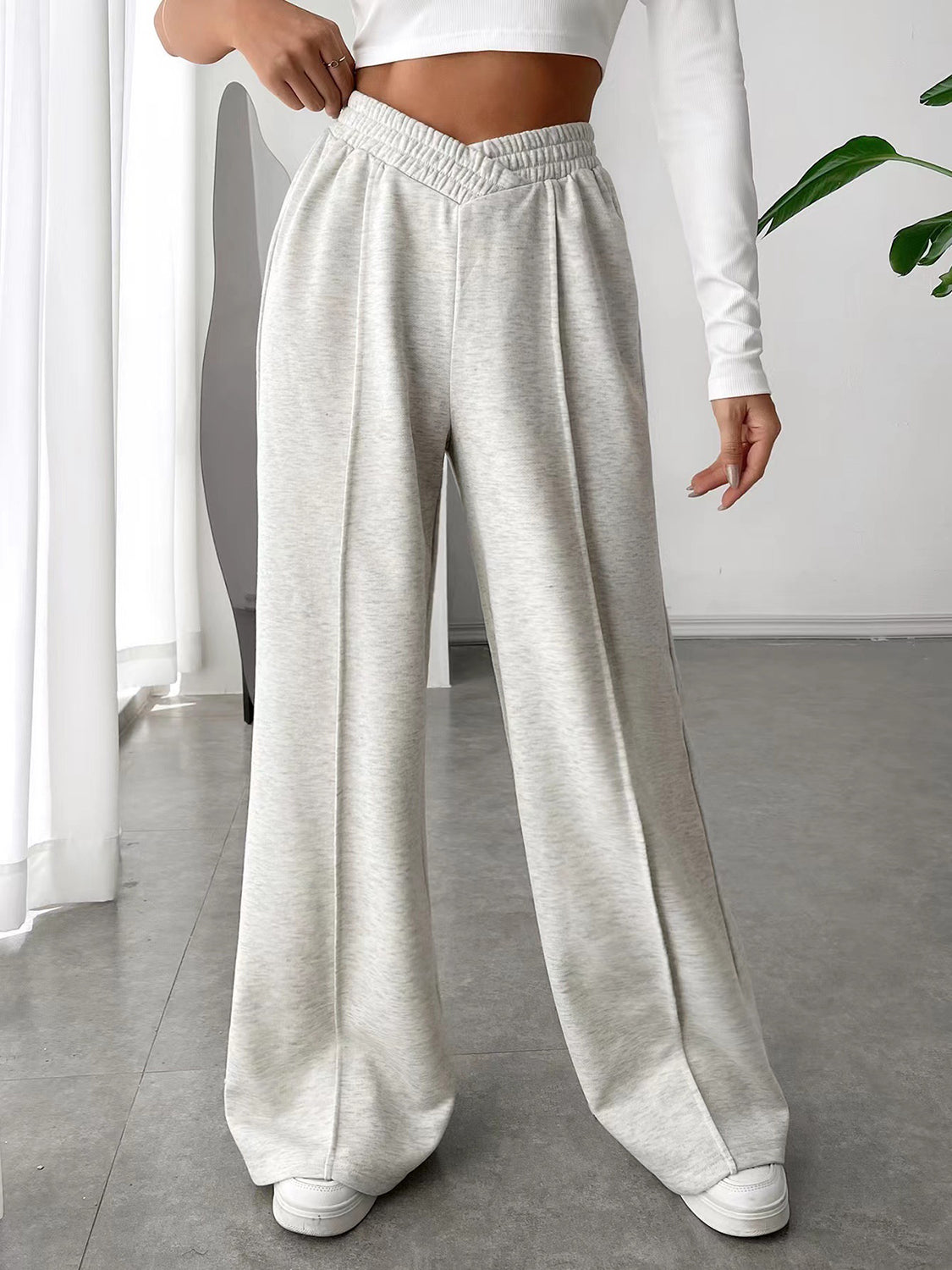 LIZAKOSHT  -  Elastic Waist Wide Leg Pants