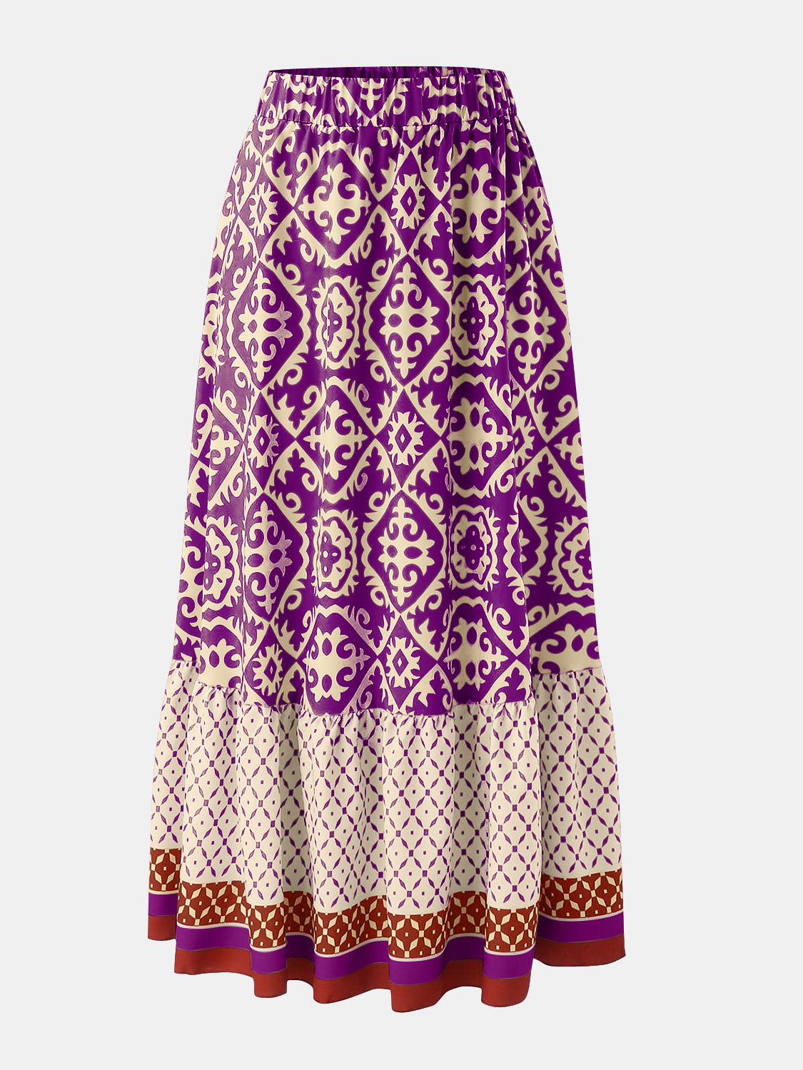 LIZAKOSHT  -  Geometric Elastic Waist Maxi Skirt