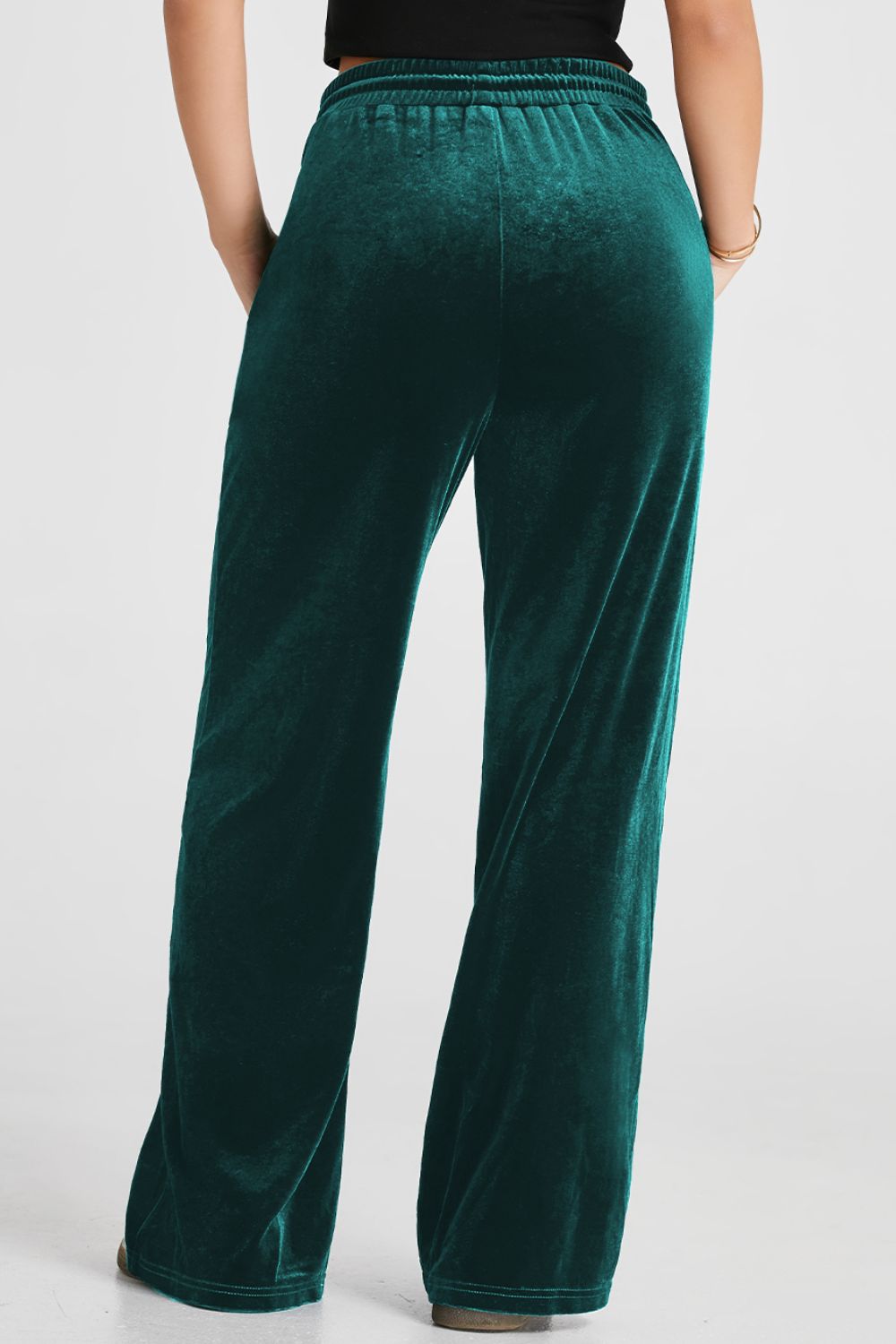 LIZAKOSHT  -  Drawstring Waist Wide Leg Active Pants