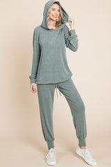 LIZAKOSHT  -  Super Lady Full Size Long Sleeve Hoodie and Tied Pants Set