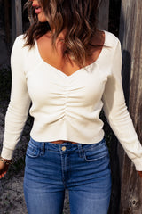 LIZAKOSHT  -  Sweetheart Neck Long Sleeve Sweater
