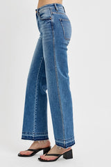 LIZAKOSHT  -  Full Size Raw Hem Ankle Bootcut Jeans Plus Size