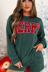 LIZAKOSHT  -  Round Neck Long Sleeve Top and Shorts Set