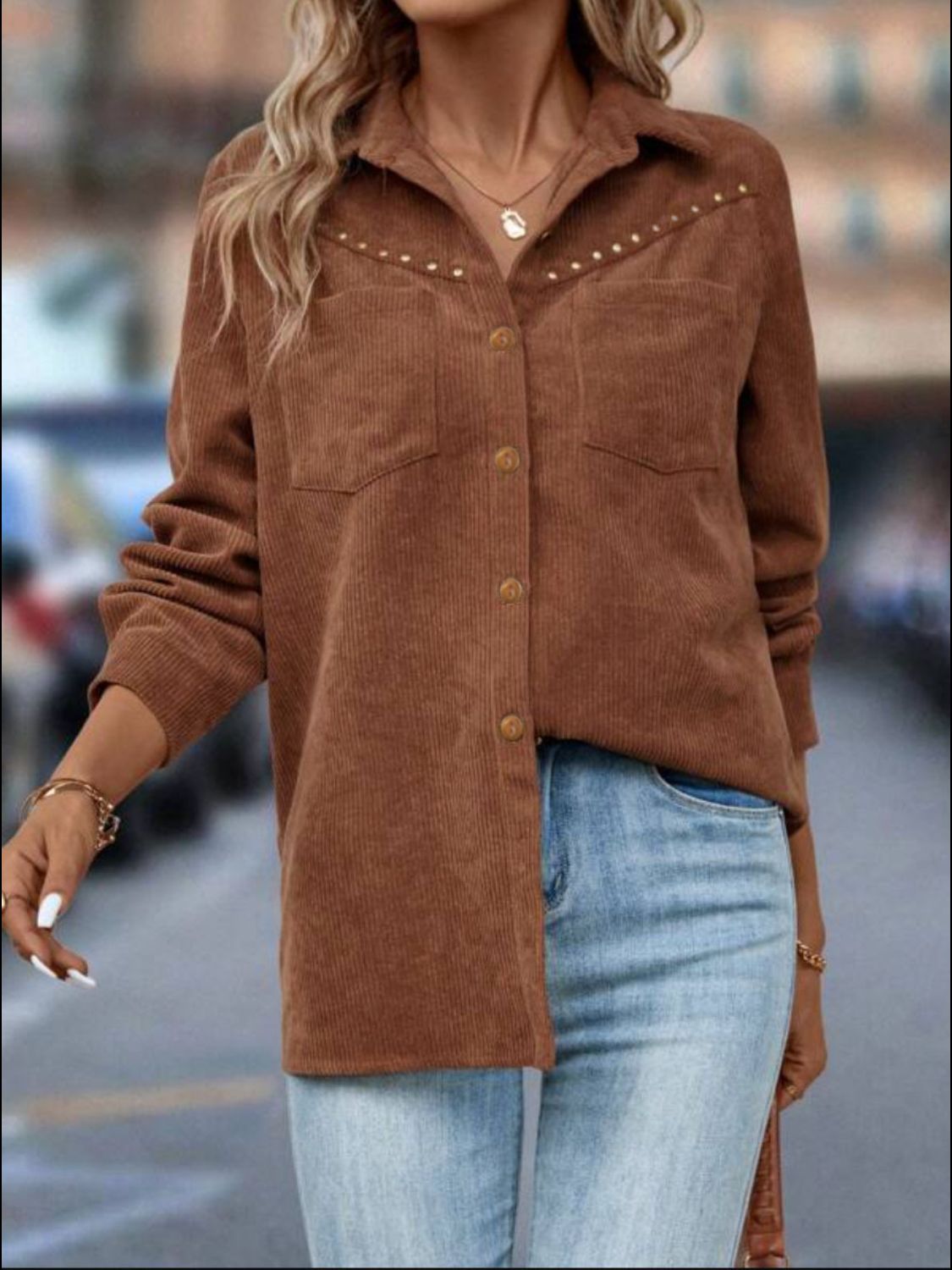 LIZAKOSHT  -  Button Down Long Sleeve Shacket