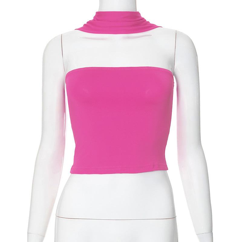LIZAKOSHT  -  Women's Plain Cut Out Ruched Backless Crop Top, Summer Clothes Women, Casual Trendy Slim-fit Halter Sleeveless Top for Dating Nightclub Music Festival, Ladies Clothes for Summer