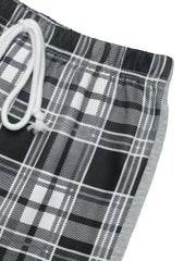 LIZAKOSHT  -  Perfee Drawstring Plaid Wide Leg Pants