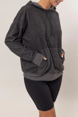 LIZAKOSHT  -  Brushed Long Sleeve Hoodie with Kangaroo Pocket