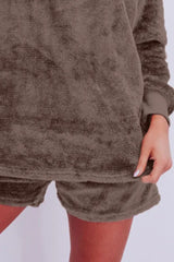 LIZAKOSHT  -  Round Neck Long Sleeve Top and Shorts Lounge Set