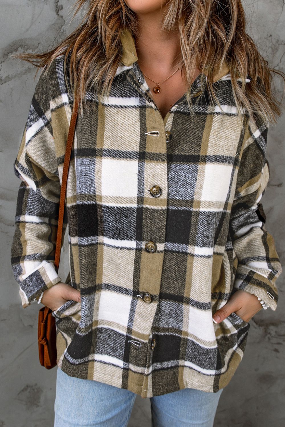 LIZAKOSHT  -  Plaid Button Up Hooded Shacket
