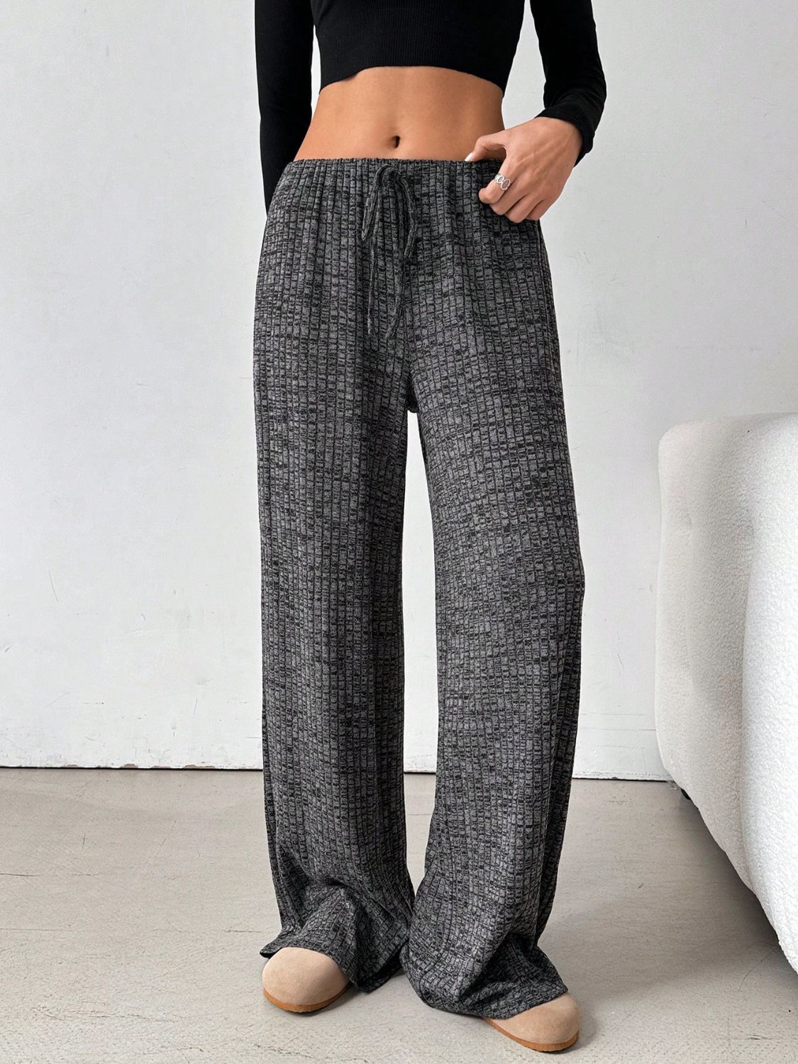 LIZAKOSHT  -  Tied Striped Wide Leg Pants