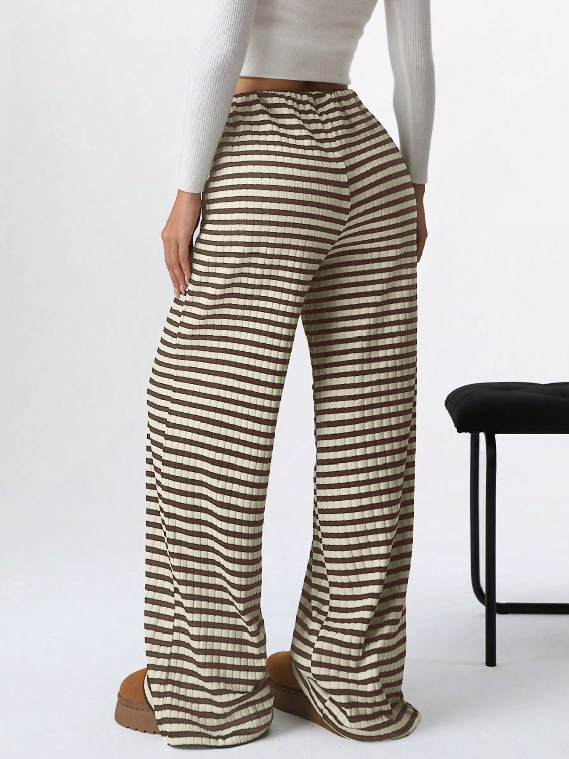 LIZAKOSHT  -  Tied Striped Wide Leg Pants