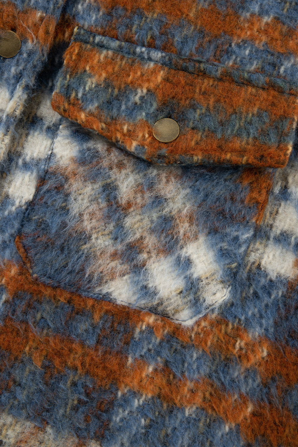 LIZAKOSHT  -  Plaid Collared Neck Jacket with Chest Pockets