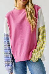 LIZAKOSHT  -  Exposed Seam Contrast Long Sleeve Sweatshirt