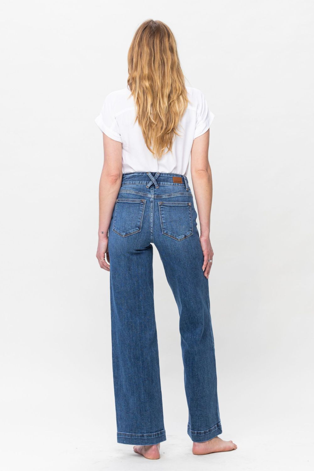 LIZAKOSHT  -  Judy Blue Full Size Double Button Wide Leg Jeans