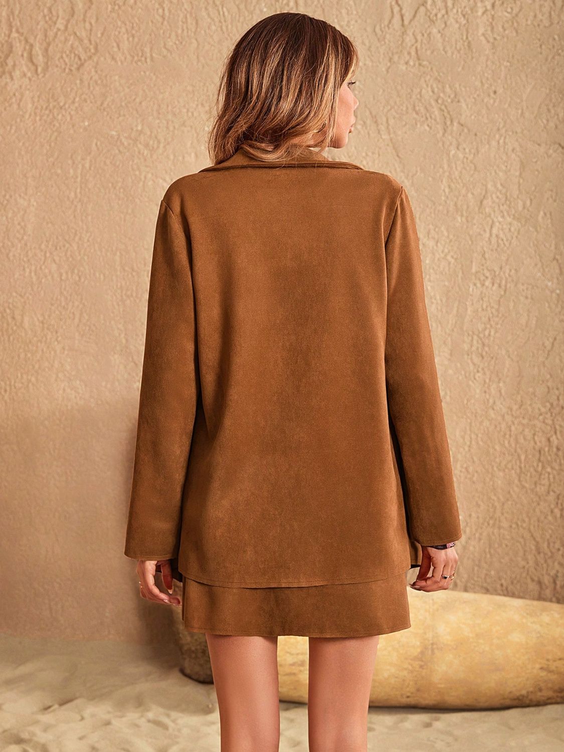 LIZAKOSHT  -  Button Up Collared Neck Jacket and Skirt Set
