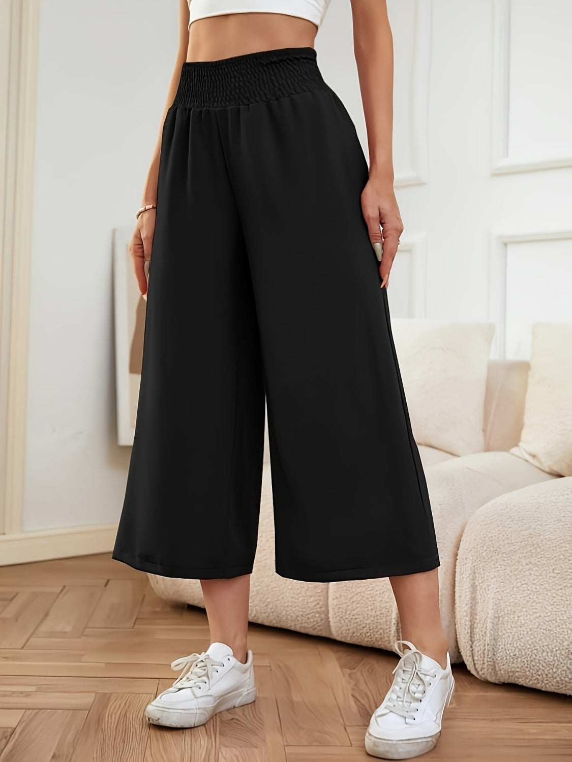 LIZAKOSHT  -  Elastic Waist Wide Leg Pants