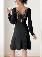 LIZAKOSHT  -  Perfee Butterfly Square Neck Long Sleeve Dress